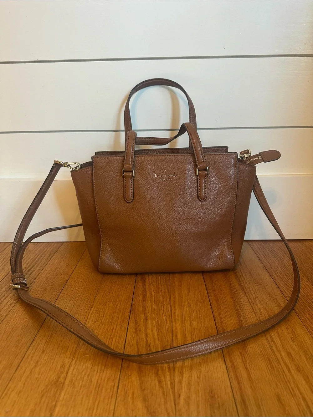 kate spade Brown Pebbled Leather Crossbody Satchel